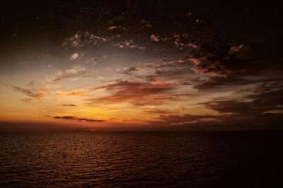 日落 海 海洋 水 天堂 星星 云 黄昏 景观