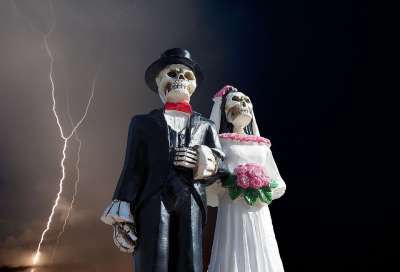 万圣节 骨骼 婚礼 可怕的 恐怖 十月 僵尸 鬼 秋天 死亡