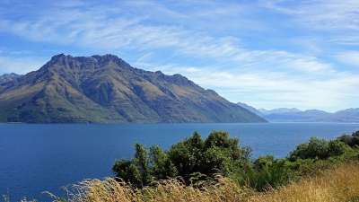 瓦卡蒂普湖 新西兰 南岛 山 湖 景观