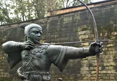 罗宾汉 射击 诺丁汉 英国 青铜 军团 地标 箭 弓 射手