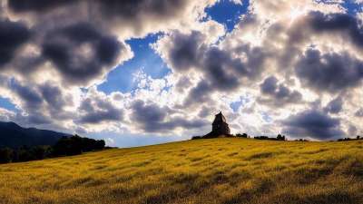 天空 日落 原野 云 日出 阳光 草 自然 山 景观 牧场