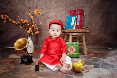 孩子 传统服饰 傲带 婴儿 年轻 学步的儿童 Tet