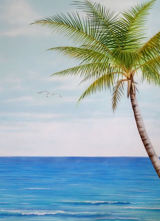 壁画 绘画 棕榈树 海