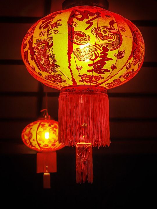中国新的一年 灯笼 夜晚 庆典 中国 问候 文化 亚洲人 月球