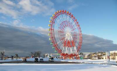 大涡 日本 天空 云 风景秀丽的 摩天轮 骑 游乐园 冬天 雪