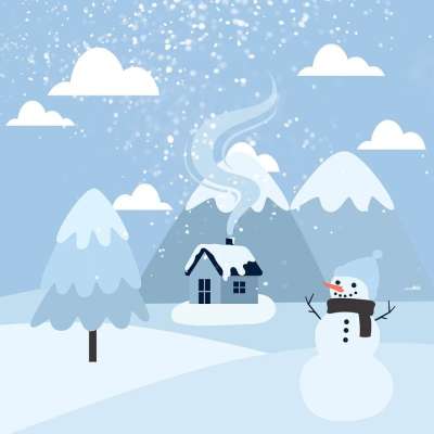 雪人 雪 降雪 寒冷的 冬天 雪盖 树 房子 山 自然 景观
