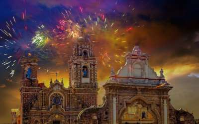 去旅行 墨西哥 教会 烟花 景观 假期 Acatepec