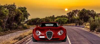 日落 路 旅行 豪华车 车辆 运输 Wiesmann Gt Mf4