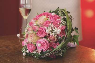 婚礼 Brautstrauß 花 结婚 婚礼花束 玫瑰 鸵鸟