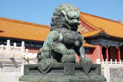 北京 紫禁城 狮子 雕塑 中国 旅游 观光 世界遗产 房子