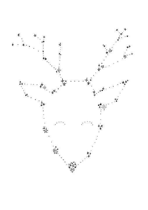 鹿 星座 星星 黑色和白色的 儿童艺术 宝宝的艺术