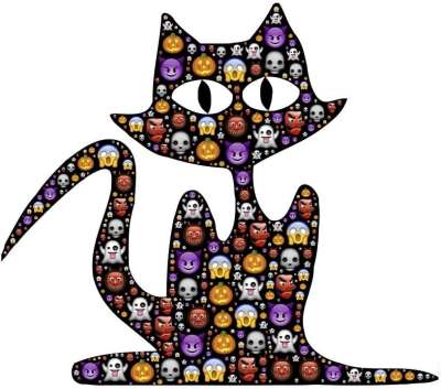 猫 万圣节 表情符号 可怕的 可怕 幽灵般的 图标 象征 假期