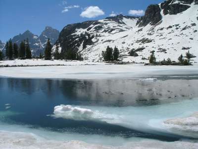 湖的孤独 大提顿国家公园 怀俄明州 冬天 雪 冰 反思 山 地标