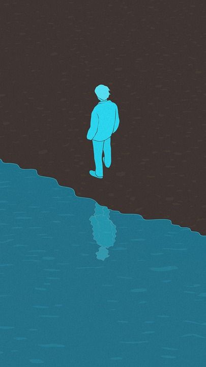 创造力 思维 绘画 海滩 男人 背部 反射 蓝色的思想 蓝色的漆