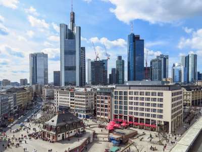 法兰克福主要 普特 摩天大楼 城市 天际线 建筑学 城市景观 建造