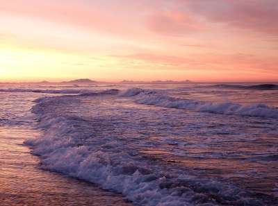 太平洋 波 冲浪 泡沫 海 海景 砂 海滩 海岸 日落 日出