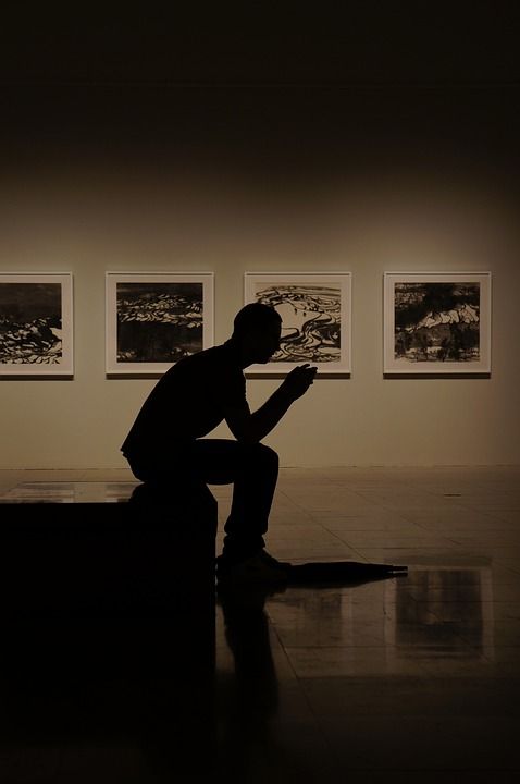 男人 侧影 人 画展 思考 绘画 画廊 画展 画展 画展