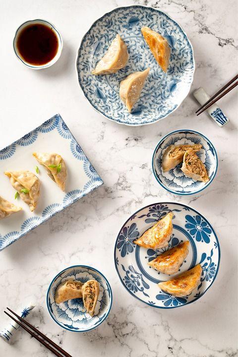 食物 水饺 亚洲美食 平铺 盘子