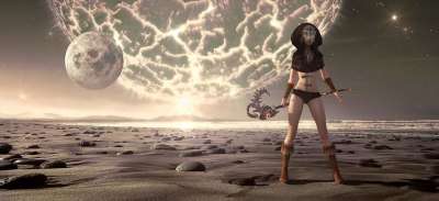 幻想 科幻小说 行星 物种 月亮 未来派 超现实的 神秘 女士