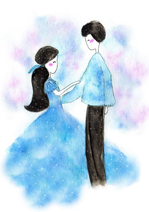 夫妻 恋人 水彩绘画 关系 爱 浪漫 婚礼 婚姻 贺卡 水彩画