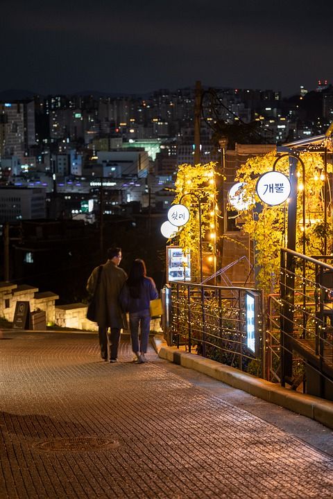 行人, 街道, 胡同, 夜景, 符号, 光, 过路人, 城市