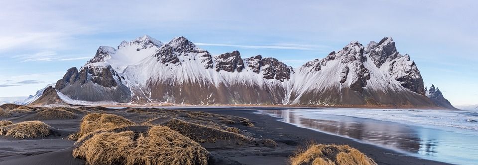 全景, 冰岛, 景观, Vestrahorn, Stokksnes, 自然