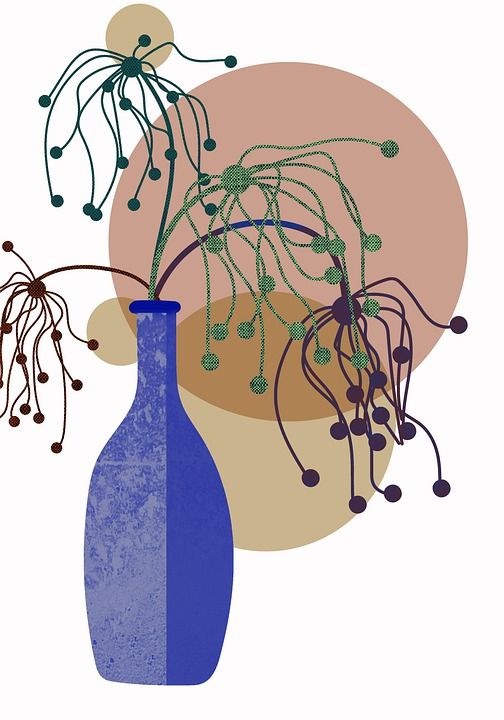 花瓶 花朵 植物 颜色 爱好 背景 画画 设计 波西米亚风
