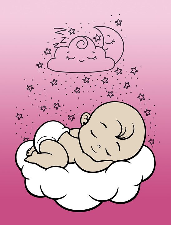 睡觉 婴儿 梦 新生 云 天空 星星 卡通片 女孩 女儿