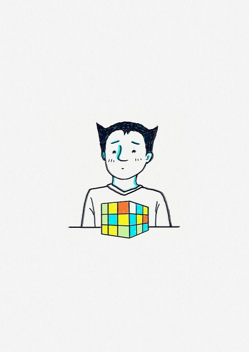 绘画 童话故事 幻想 男孩们 困惑 问题 魔术方块 思维