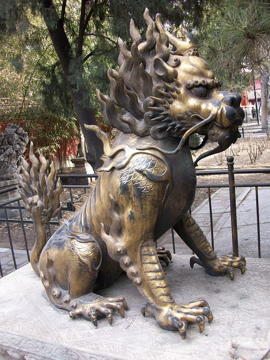 狮子 雕塑 古老的 文化 装饰 动物 北京 中国