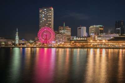 科比 日本 港口 塔 城市 大阪 夜晚 天际线 看法 黄昏
