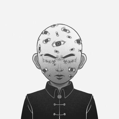 男人 僵尸 眼睛 爬行 卡通片 绘画 想象力 幻想 创造力