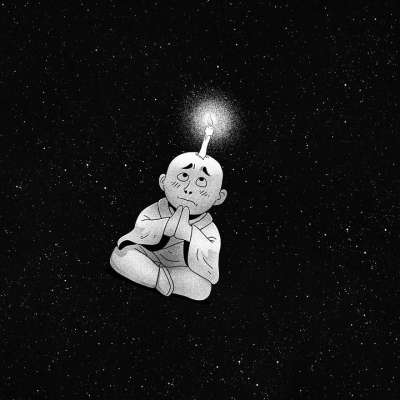 僧 蜡烛 宇宙 祷告 情绪 光 希望 星星 繁星点点 星系