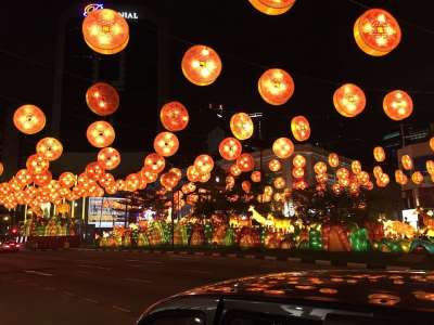 灯笼 节日 新加坡 夜晚 中国人 月亮 新的 年 假期 街道