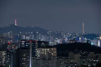 建造 南山塔 乐天塔 夜景 汉城 韩国 大韩民国 城市