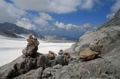 冰川 达赫斯坦的冰川 奥地利 山 阿尔卑斯山 景观 全景图 雪