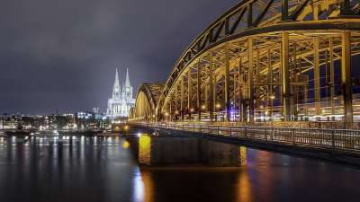 科隆 莱茵河 Hohenzollern 桥 地标 观光 流动 Dom