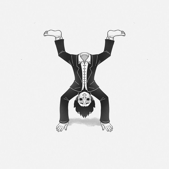 颠倒, 男人, 超现实的, 撤销, 荒谬的, 性别, 人, 画画, 卡通片