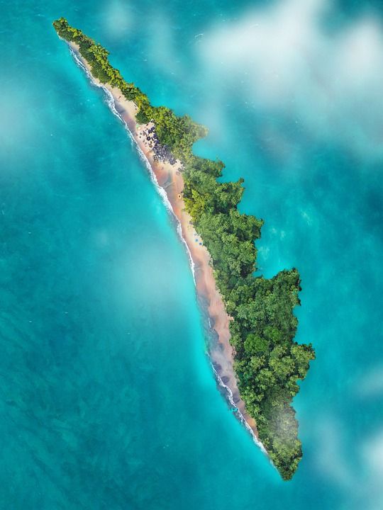 岛 鸟瞰图 海 海洋 喀拉拉邦 地图 航拍照片 顶视图 印度