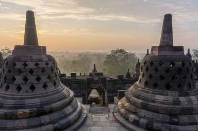 印度尼西亚 寺庙 Borodundur 日出 地标 旅行 亚洲