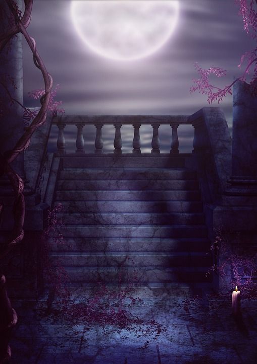 幻想 阳台 楼梯 月亮 哥特式 老的 Darkart 情感 模板