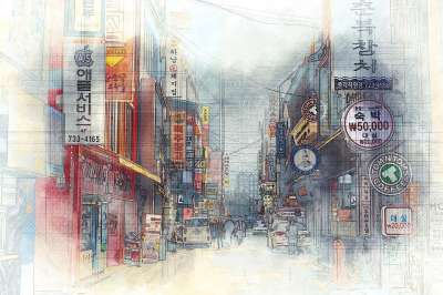 韩国 街道 摄影艺术 城市 路 商店 建筑物 市中心 城市的