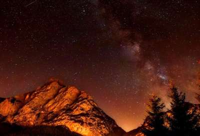 意大利 夜晚 晚上 星星 银河 山 森林 树木 自然 户外