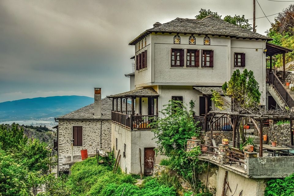 村庄, 结构, 传统的, 房屋, 建造, 地中海, 旅行, 旅游