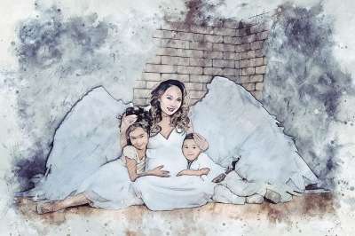 天使 家庭 孕 期待 产妇 分娩 爱 母性 幸福 迷人 妈妈