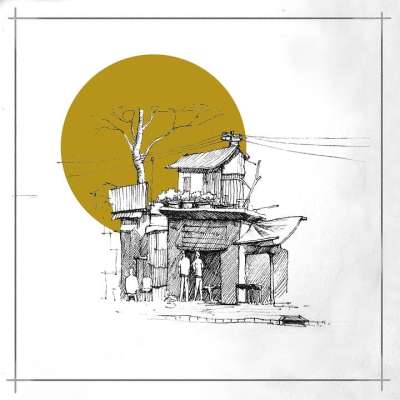 房子 夫妻 街道 草图 风格 设计 艺术的 城市的 画画