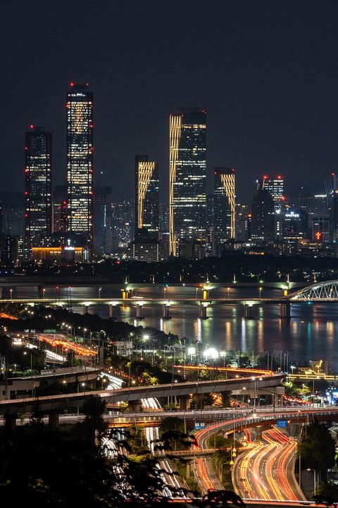 建造 路 夜景 汉城 韩国 大韩民国 城市 汝Ou岛