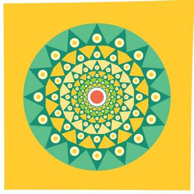 十世卡 纳夫拉特里 Rangoli 抽象 艺术 金绿色 圆