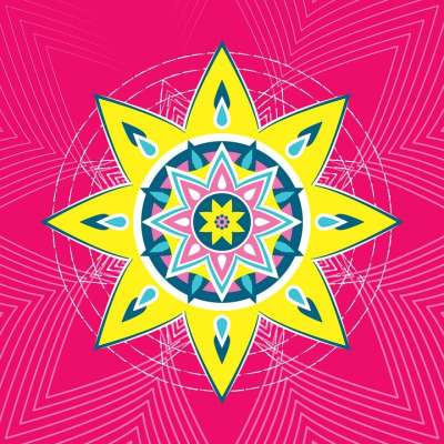 十世卡 纳夫拉特里 Rangoli 抽象 艺术 粉色的 黄色