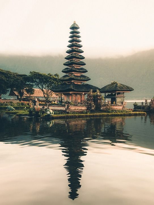 景观 天空 云 巴厘岛 印度尼西亚 寺庙 水 反射 寺庙 寺庙